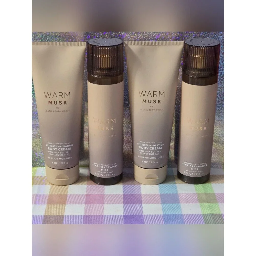 Bath & Body Works Warm Musk Ultimate Hydration Body Cream & Mist 4pc Set NEW